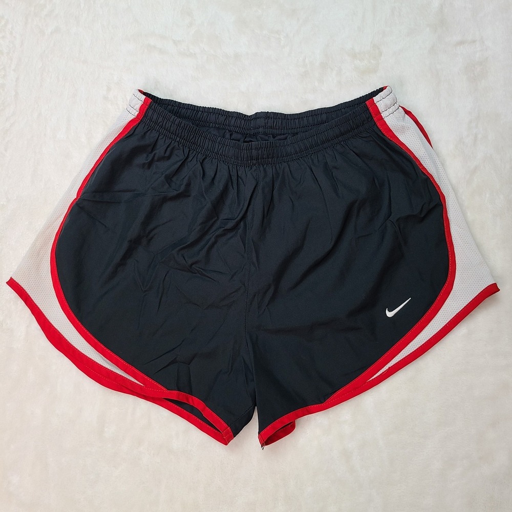 Nike Tempo Dri-FIT Running Shorts Womens Size M Black Red White Athletic Lined